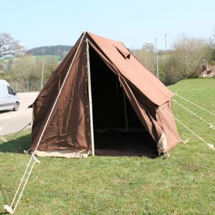 British Officers 6x6 ft Brown Tent, Poles and Pegs