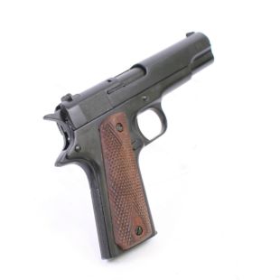 Bruni Colt 45 8mm blank pistol with WW2 Wood Chequered Grips