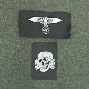 Waffen SS Eagle and Skull Cap Set Officers Silver