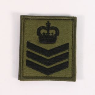 Staff Sgt rank patch hook and loop backed. Green