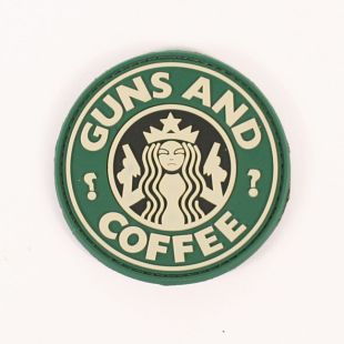 Guns and Coffee Rubber Hook and loop Badge Green