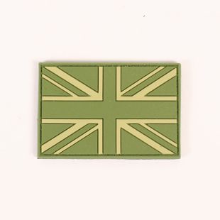 Rubber Union Jack Badge Hook and loop Green