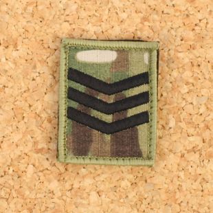 Hook and Loop Multicam Rank Patch Black Sergeant