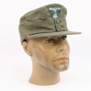 M43 Waffen SS Field Cap Late War with Bevo Badges By EREL
