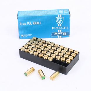 Fiocchi 9mm P.A.K Blanks x 50 for magazine fed blank firing replicas