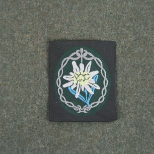 German Edelweiss Sleeve Badge in Bevo