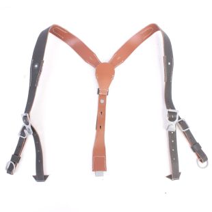 German WW2 Black Leather Y Straps Regular by FAB