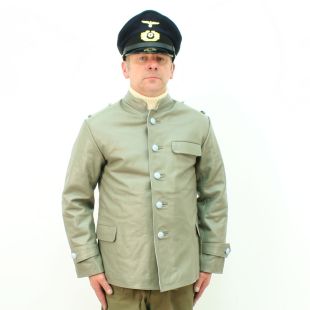 German Naval Engineers Grey Leather Jacket