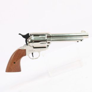 Blank Firing .45 Peacemaker Nickle Revolver model by Bruni