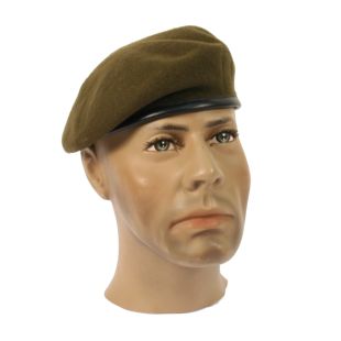 British Army Khaki Small Crown Beret Silk Lined leather band 