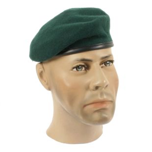 Royal Marine Commando Small Crown Beret RM Green wool Silk lined Leather band 
