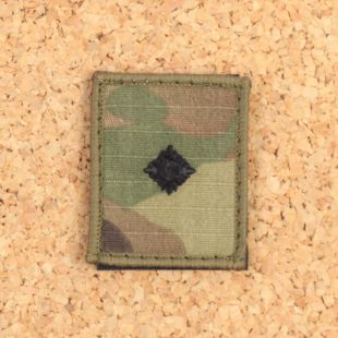 Hook and Loop Multicam Rank Patch Black 2nd Lieutenant