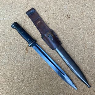 Original K98 Bayonet with brown leather Frog 