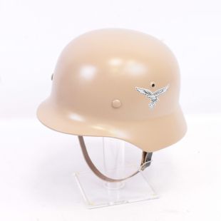 Luftwaffe Afrika Korps Tan M35 German Infantry Helmet with Luftwaffe Double Decals