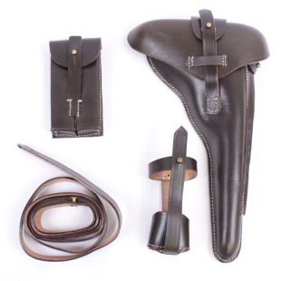 Luger P08 Artillery Holster Set Dark Brown