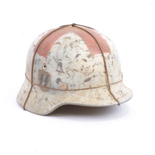 M40 Original German Helmet White, Medical cross, SS Double decal size 57cms