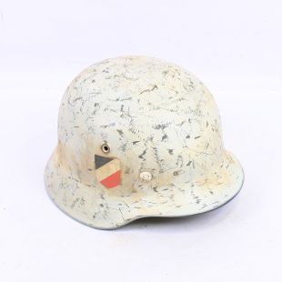 M40 Original German helmet with Army double decal painted white