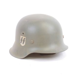 M42 Original German helmet with Single SS decal 57cms by Sachsiche Emailier Stanzerke