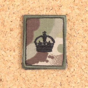 Major Kings Crown Black Hook and Loop Multicam Rank Patch