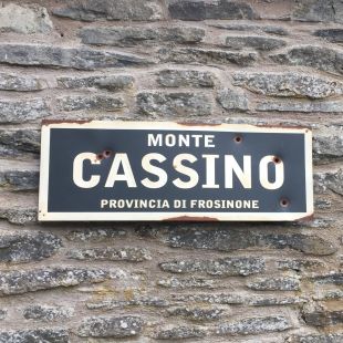 Monte Cassino 1940's Vintage Metal WW2 Road Sign with bullet holes
