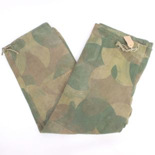 Original 1954 Belgium Army parachutists trousers in the early 'Moon and Balls' pattern camouflage