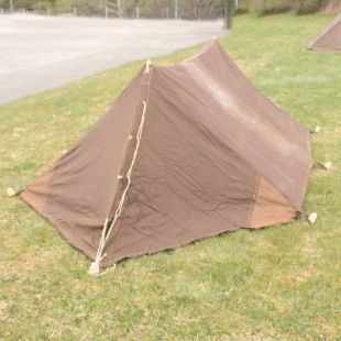 Original British 2 Man Bivi Tent Brown Canvas with Pegs and poles WW2 issue