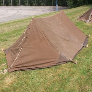 Original British 2 Man Bivi Tent Brown Canvas with Pegs and poles WW2 issue