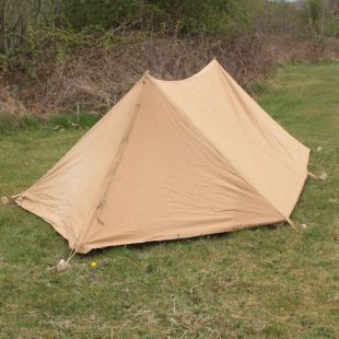 Original British 2 Man Bivi Tent Tan Canvas with Pegs and poles 1944 dated