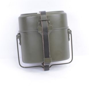Original M1931 Bundeswehr mess tins field green with leather strap. dated 1970's