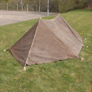 Original WW2 British 2 Man Bivi Tent Brown Canvas with Pegs and poles