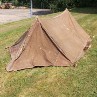 Original WW2 British 2 Man Bivi Tent Brown Canvas with Pegs and poles