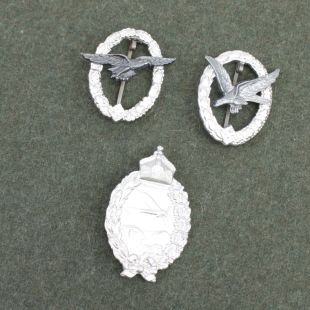 Pack of 3 German WW2 Luftwaffe Badges inc Air gunner and glider pilot
