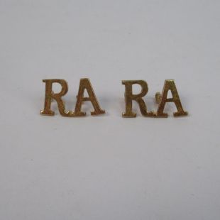 RA Royal Artillery brass Shoulder titles