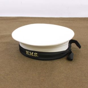 Royal Navy White Duck Rating Cap with HMS Cap Tally