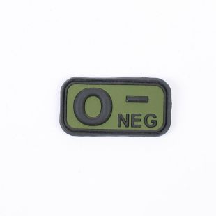 Rubber Blood Group Hook and loop Badge O Neg