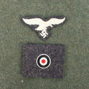 Luftwaffe White Eagle and Cockade Cap Badge set on Blue by RUM