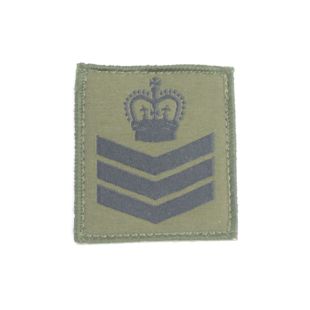 Staff Sgt rank patch hook and loop backed. Green