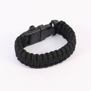 Highlander Para Cord with Flint Bracelet Black