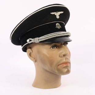Black Allgemeine SS Officers Visor Cap by FAB