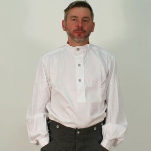 White Cotton 1/2 button Collarless Undershirt