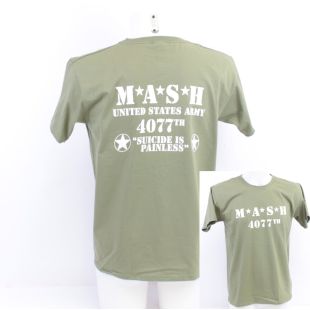 US Army MASH 4077th  Olive Green Printed T-shirt