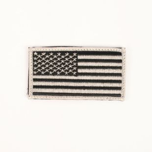 US Flag Hook and Loop Backed. Grey.