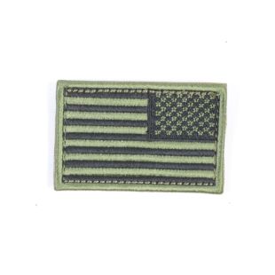 US Flag Patch Hook and Loop Backed. Green. Reversed