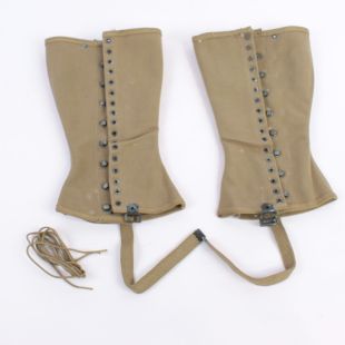 US M1938 Dismounted Leggings, Canvas Gaiters 3R Original Stained