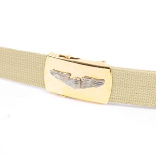 USAAF Officers Trouser Belt with a set of Pilots Wings on the buckle Large Buckle