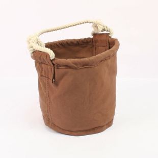  Brown Canvas Collapsible Bucket With Rope Handle  British Army WW2 