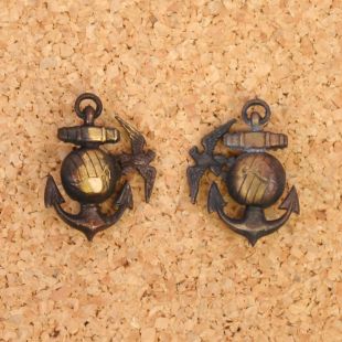 WW1 USMC Officers Collar Badges Bronze Pin Back