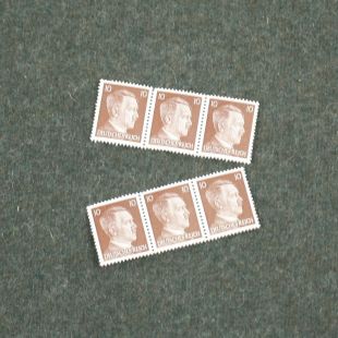 WW2 10 Reichspfennig Value Hitler Postal Stamps x 6 Original