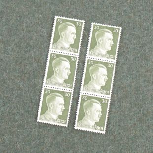 WW2 30 Reichspfennig Value Hitler Postal Stamps x 6 Original