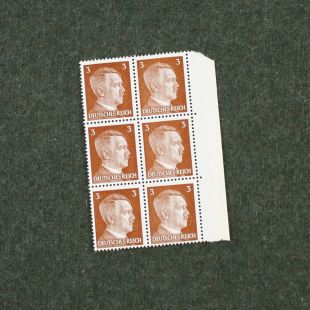 WW2 3 Reichspfennig Value Hitler Postal Stamps x 6 Original